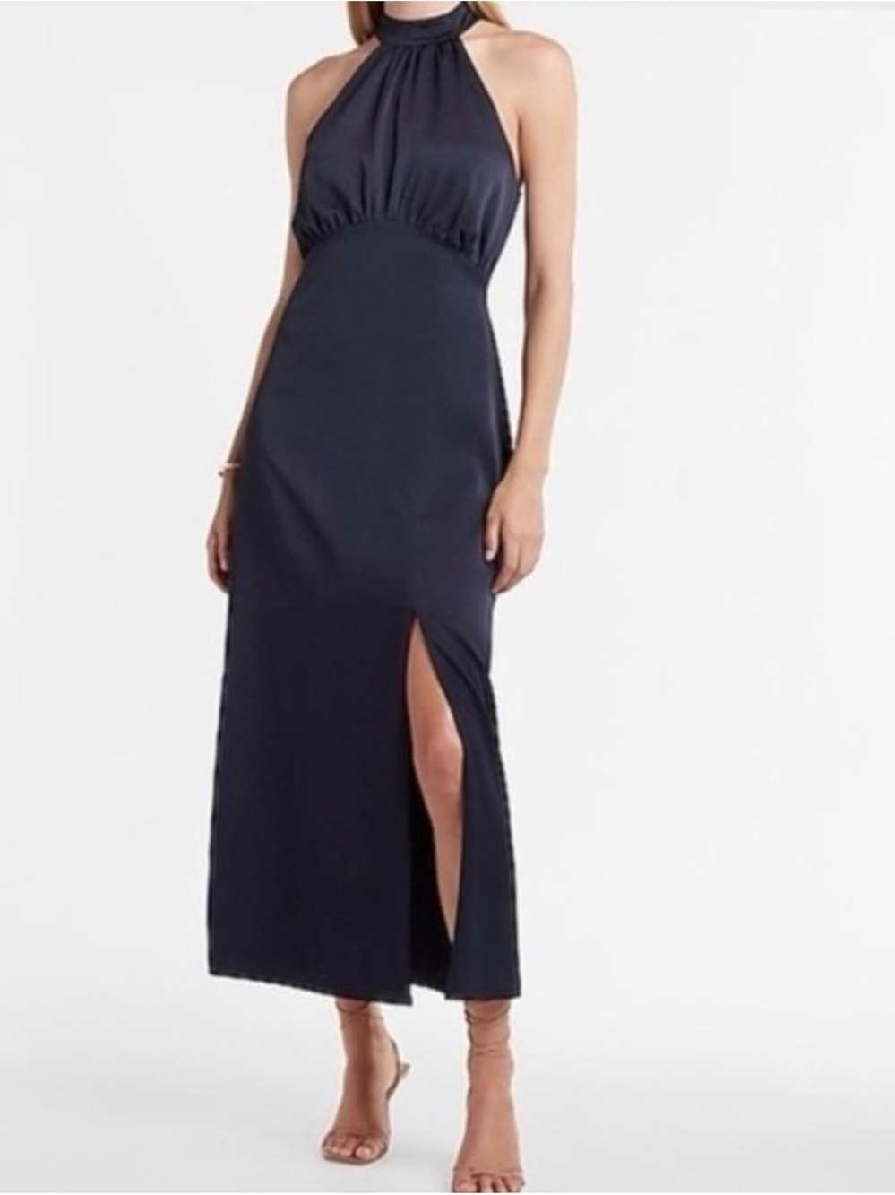 Express Nacy Halter Maxi Dress with Front Slit